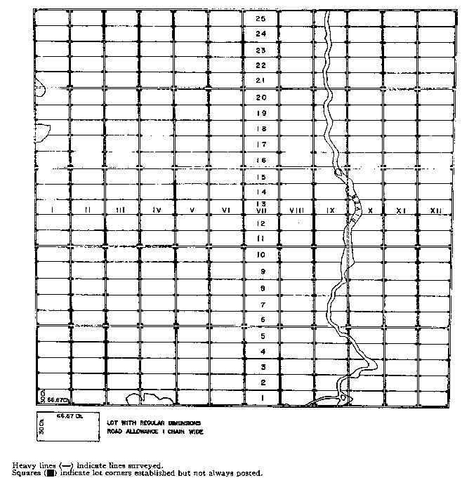 Sketch of Method 42 in a double front township in accordance with Section 24, subsection 1. 