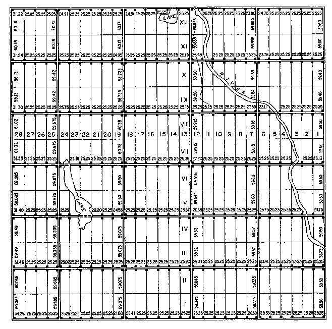 Sketch 3 of Method 81 showing a sectional township with double fronts in accordance with Section 31, subsection 1.