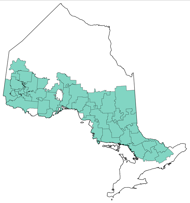 Carte délimitant les unités de gestion individuelles dans la province de l’Ontario.