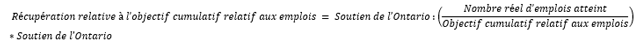 capture d’écran de l’équation de récupération relative à l’objectif cumulatif relatif aux emplois
