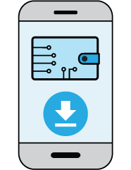 Image d’un téléphone mobile avec la version téléchargeable d’un portefeuille numérique