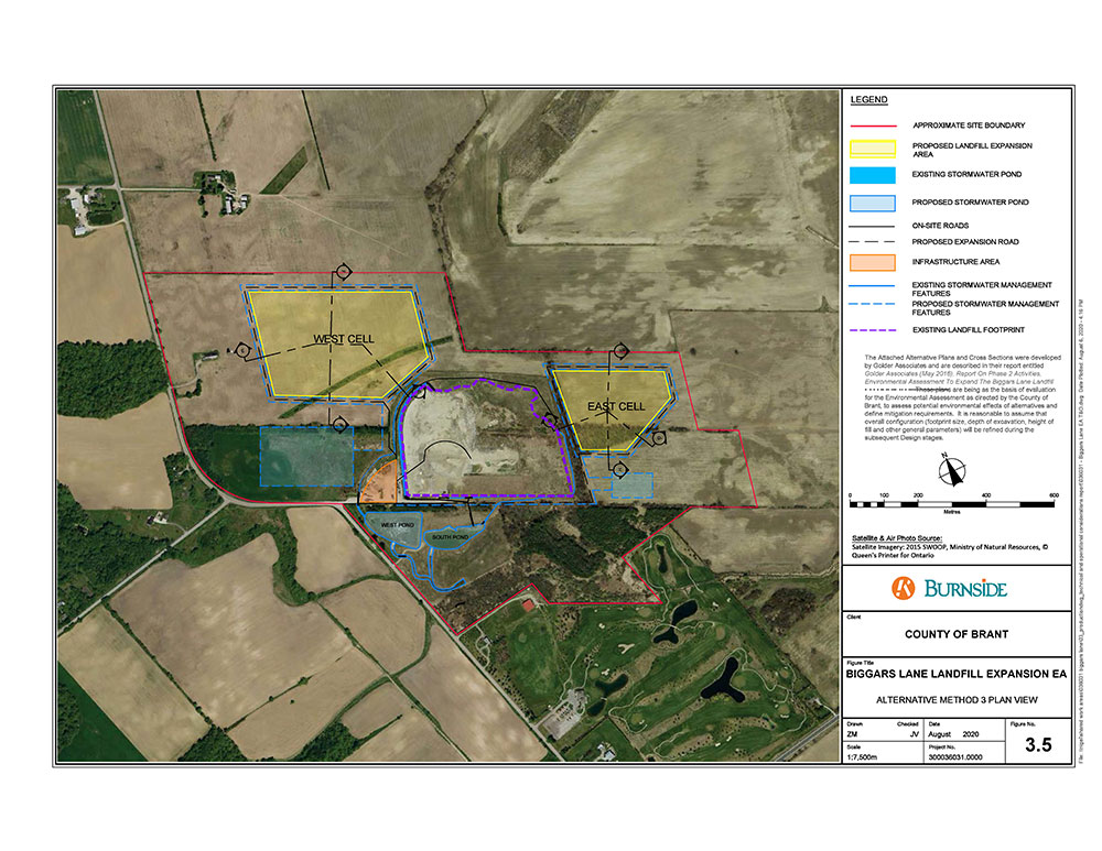 Map showing proposed landfill expansion Alternative 3