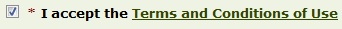 Image of the checkbox to agree to the terms and conditions of use.