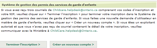 Système de gestion des permis des services de garde d'enfants