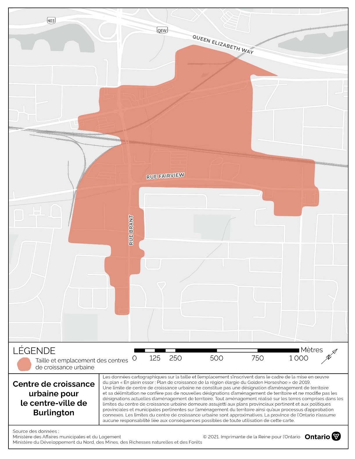 Carte du centre-ville de Burlington