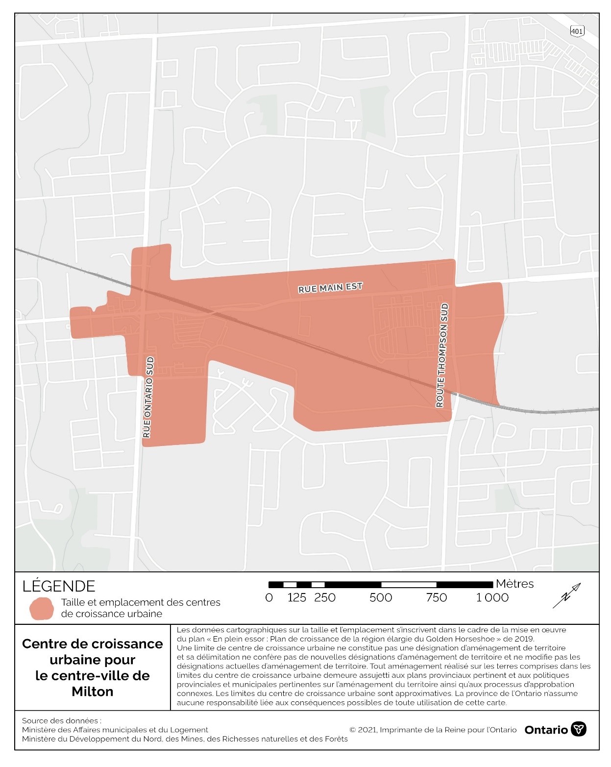 Carte du centre-ville de Milton