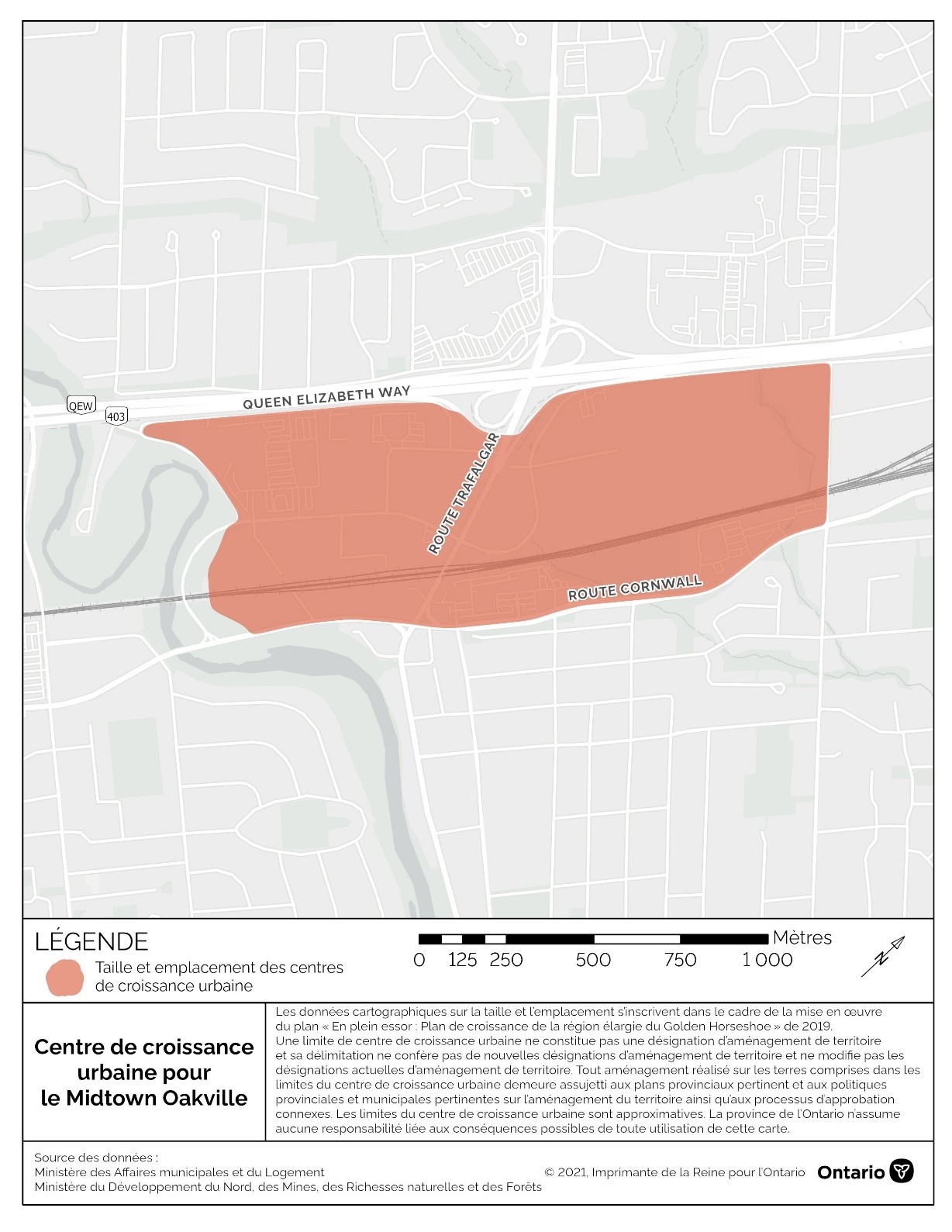 Carte du centre-ville d'Oakville