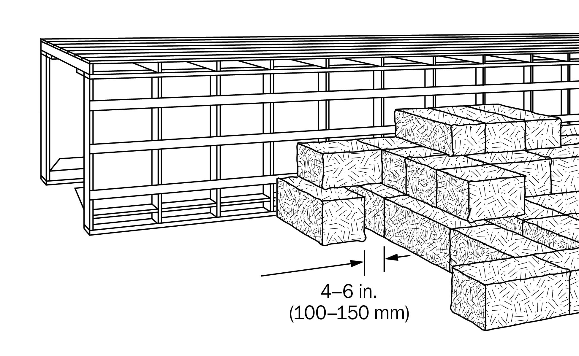 A framed storage structure with properly stacked hay bales in front of the structure