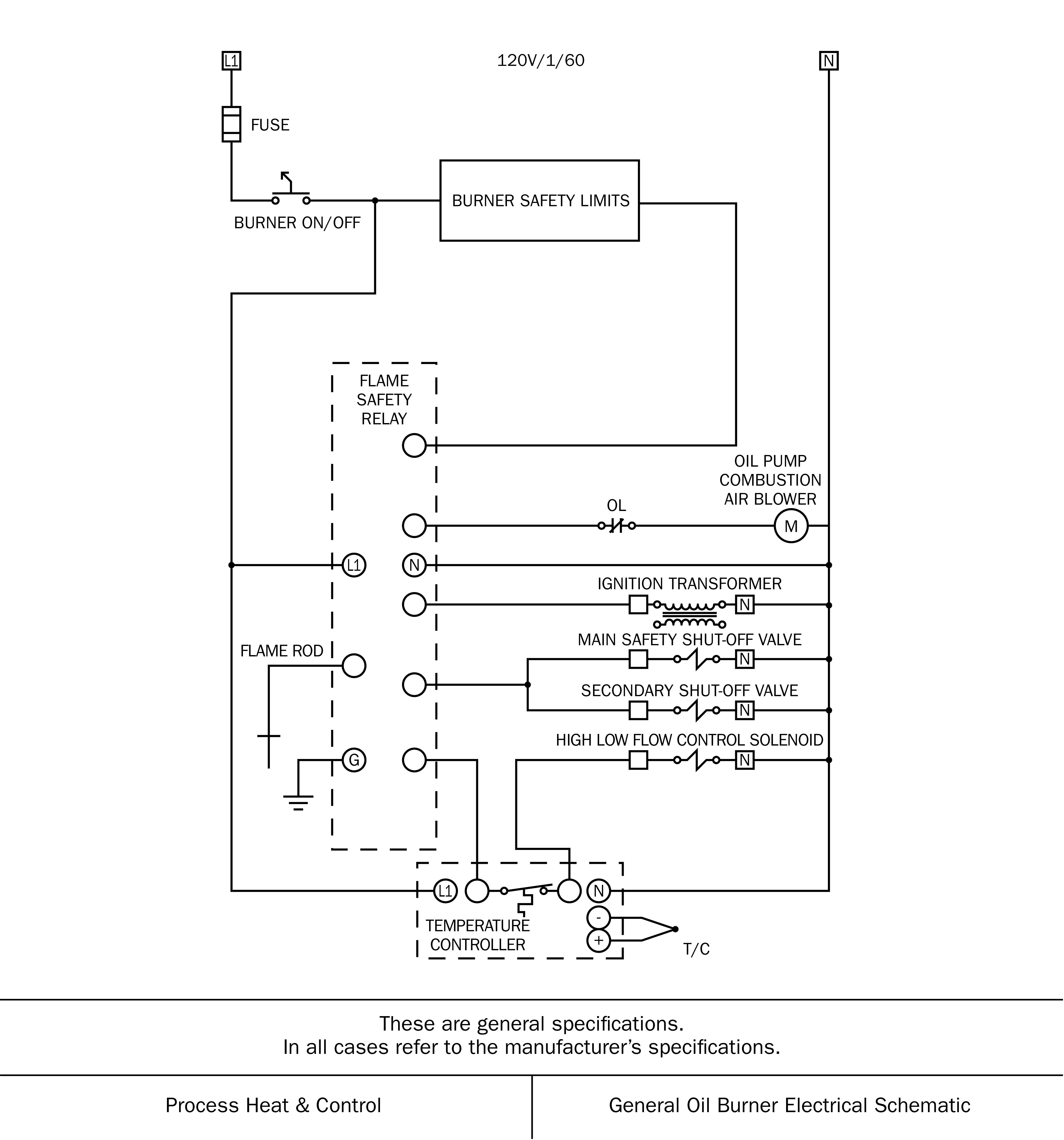 Electrical Control diagram for an oil-fired evaporator