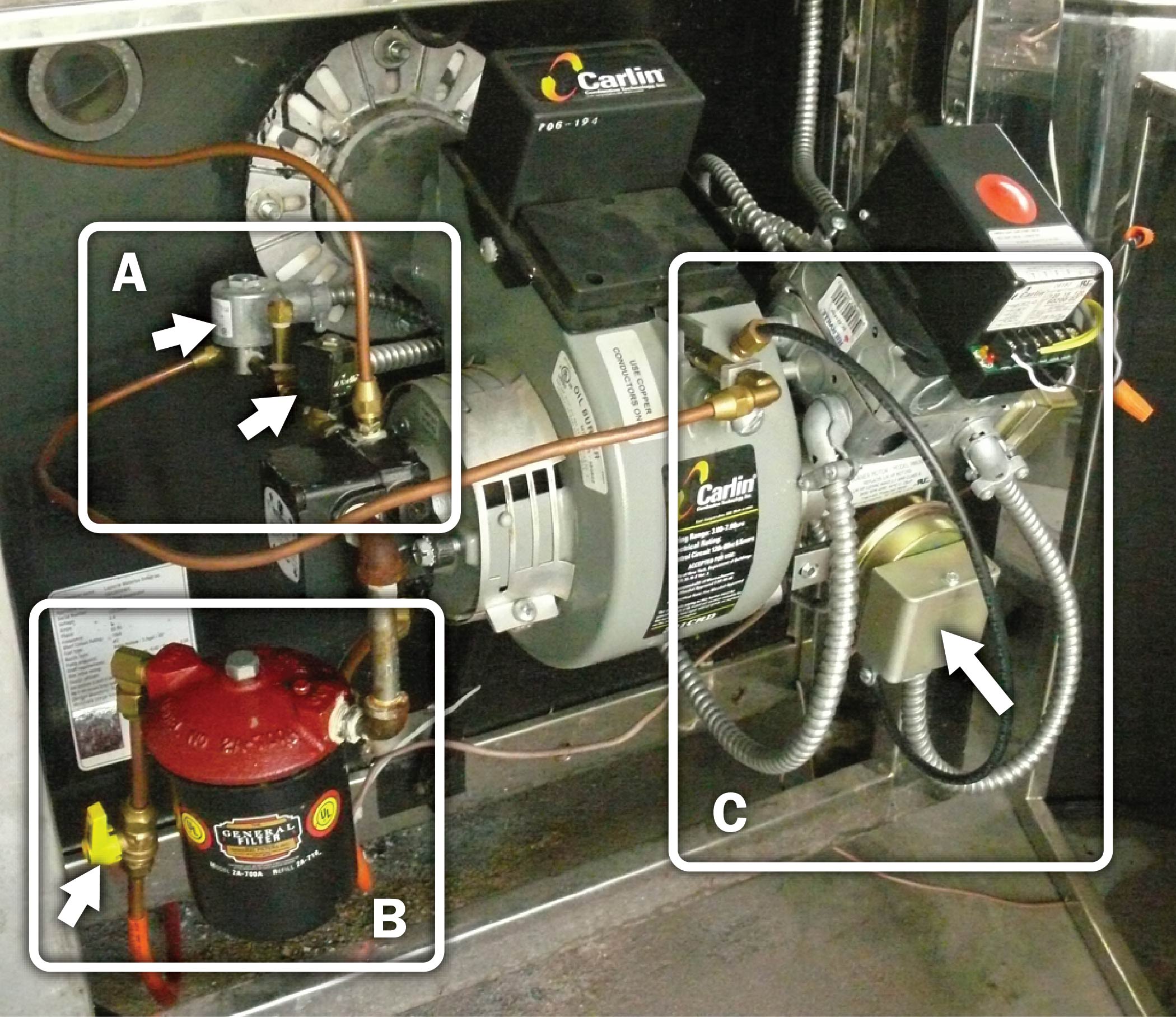 Picture of actual oil-fired maple syrup evaporator shown in valve train diagram in Figure 2