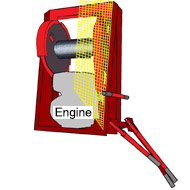 A fixed guard (of a screened type) attached to the front of the reel of the power pack on the hoist.