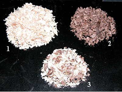 Fresh Pine/Spruce wood shavings, walnut shavings, and pine shavings contaminated with walnut shaving.