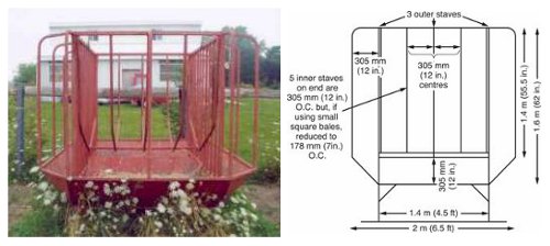 End view of a round-bale feeder for horses