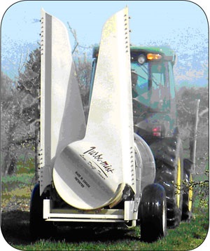 Airblast sprayer with towers.