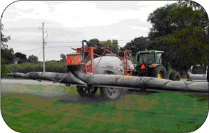 Air-assist sleeve on a horizontal boom.