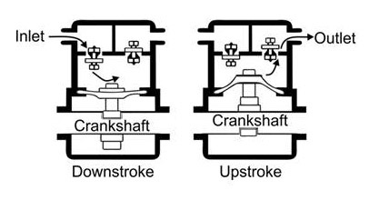 Diagram of a diaphragm pump.
