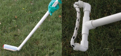 Translocated systemic herbicides can be safely applied near trees using a wick wiper — either the hockey stick model (left) or the rope wick (right) have been effective, be sure to time it for the sensitive stage of the weed.