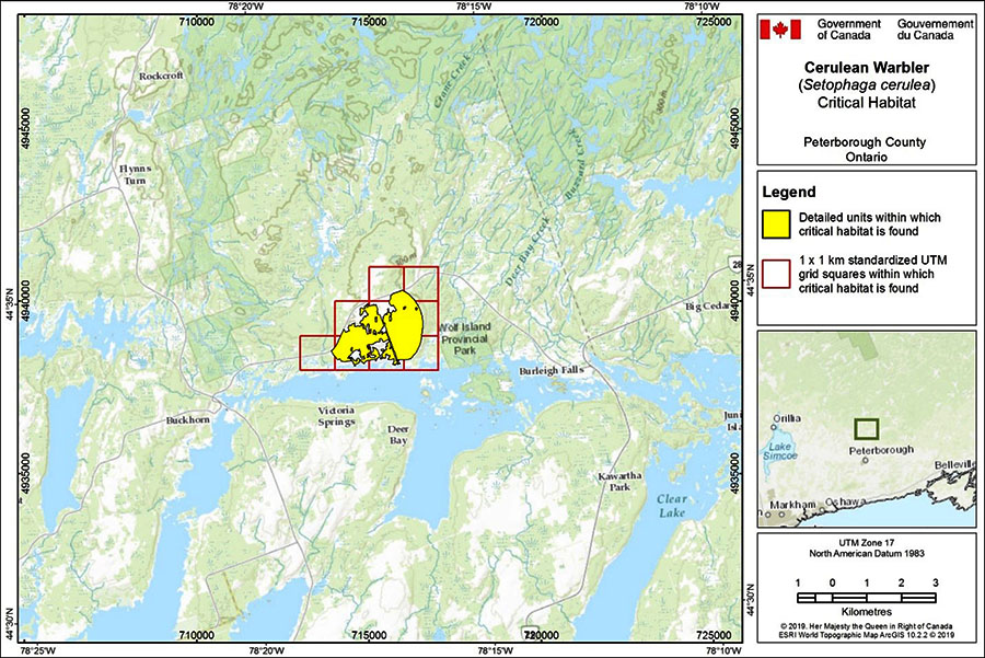 Figure A-3. Critical habitat for the Cerulean Warbler in Peterborough County, Ontario