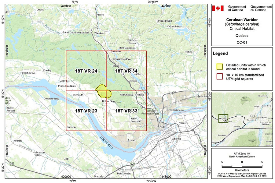 Figure A-8. Critical habitat for the Cerulean Warbler in Quebec (QC-01)