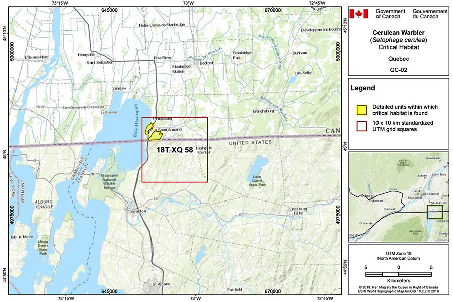 Figure A-9. Critical habitat for the Cerulean Warbler in Quebec (QC-02)