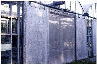 Screened sliding door.