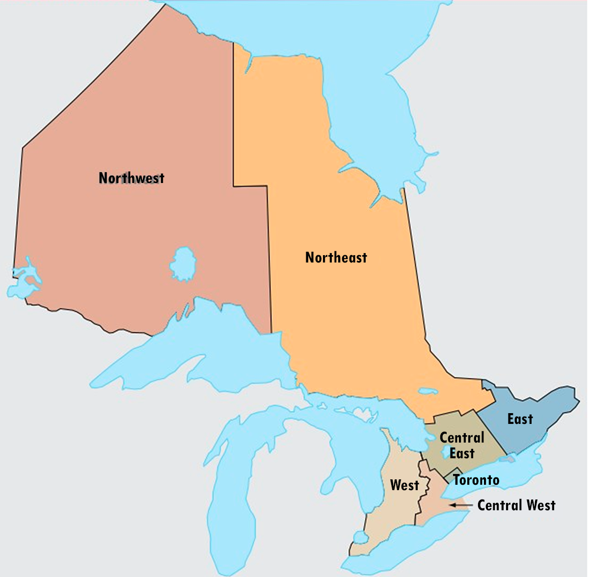 Map showing the geographic regions of the Court