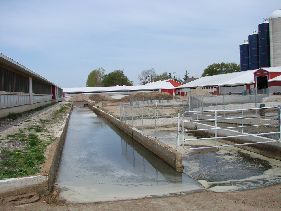 Couloirs de décantation utilisés avec la rigole de déversement