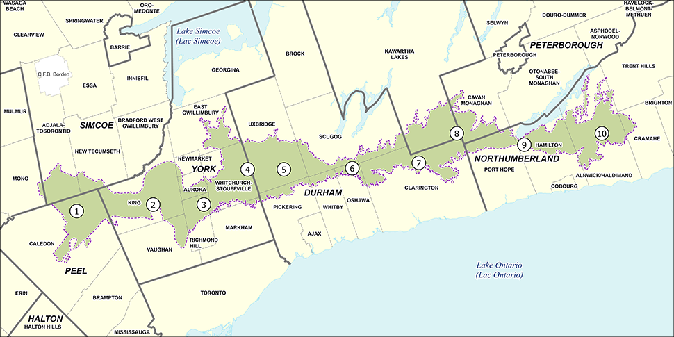 Oak Ridges Moraine Land use designation map