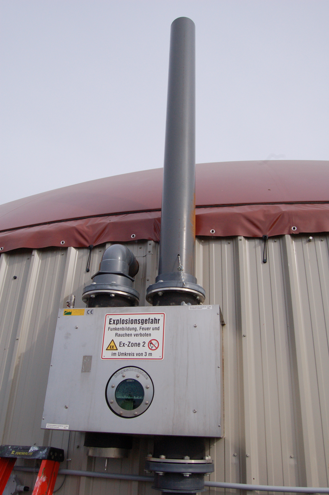 A freeze-proof over-under pressure relief valve installed on an anaerobic digester in Ontario.