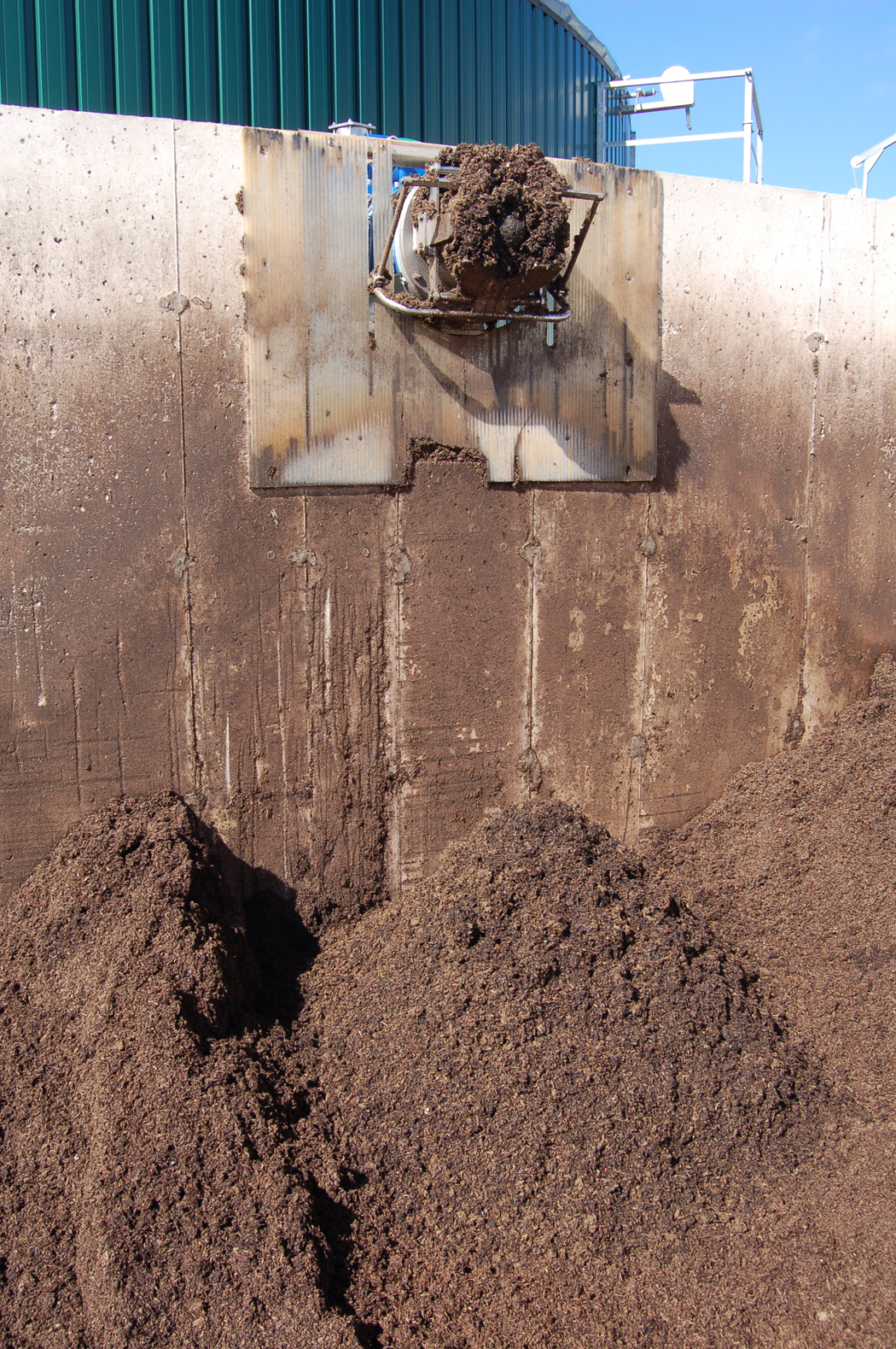 A manure separator connected to the anaerobic digester used to separate the solid fraction of digestate.