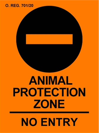 Animal Protection Zone sign