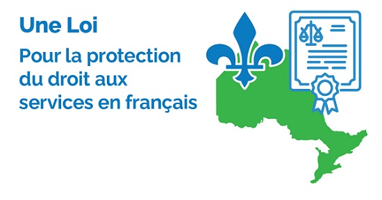 Carte de l'Ontario avec la fleur de lys, un décret de loi illustrant la modernisation de la Loi en 2021