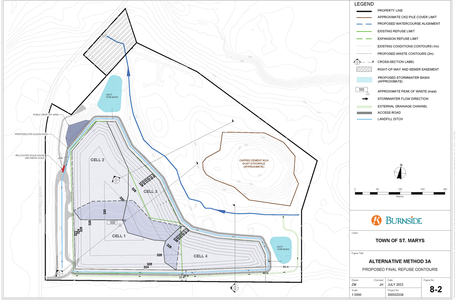 This figure displays the four proposed landfill expansion cells