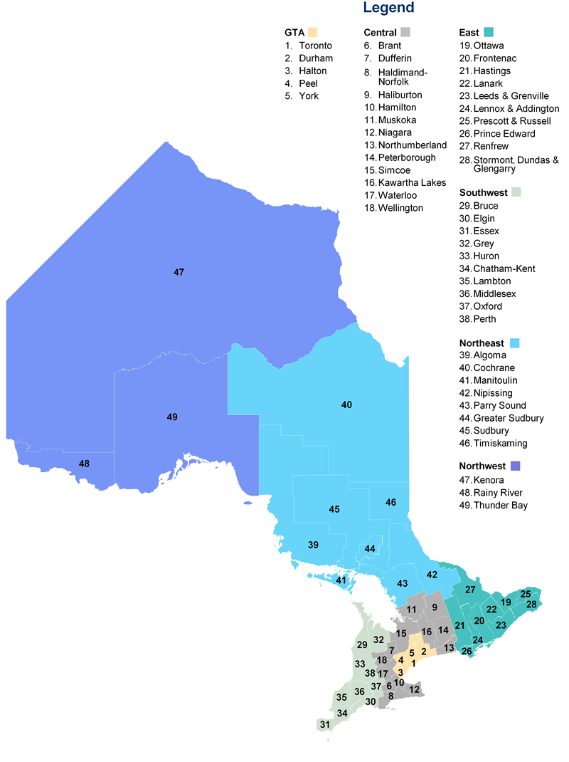 Map of Ontario Census Divisions