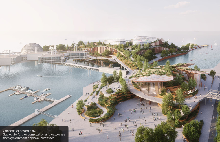 Conceptual illustration of public spaces, parkland and waterfront