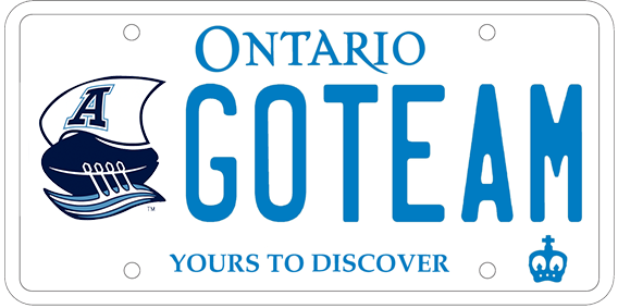 Argonauts licence plate reading GO TEAM