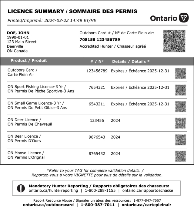 licence summary