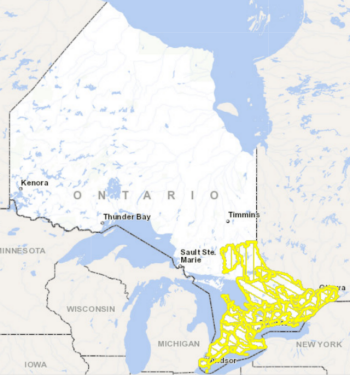 Ontario flood forecasting map