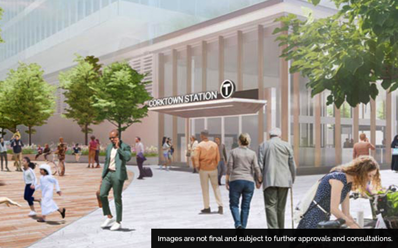 A rendering of Corktown station