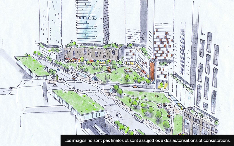 Image de rendu artistique de High-Tech Street Transit Plaza