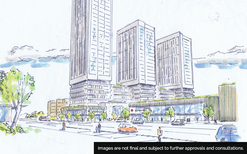 Conceptual design of the proposed Lawrence East transit-oriented community.