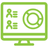 Graphic of a monitor with a data dashboard on screen