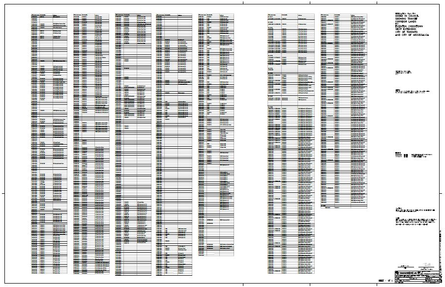 Eglinton Crosstown West Extension TCL PIN Table - Sheet 1 of 5