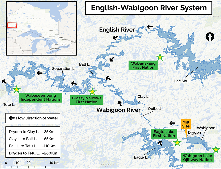 Map of the English-Wabigoon rivers system