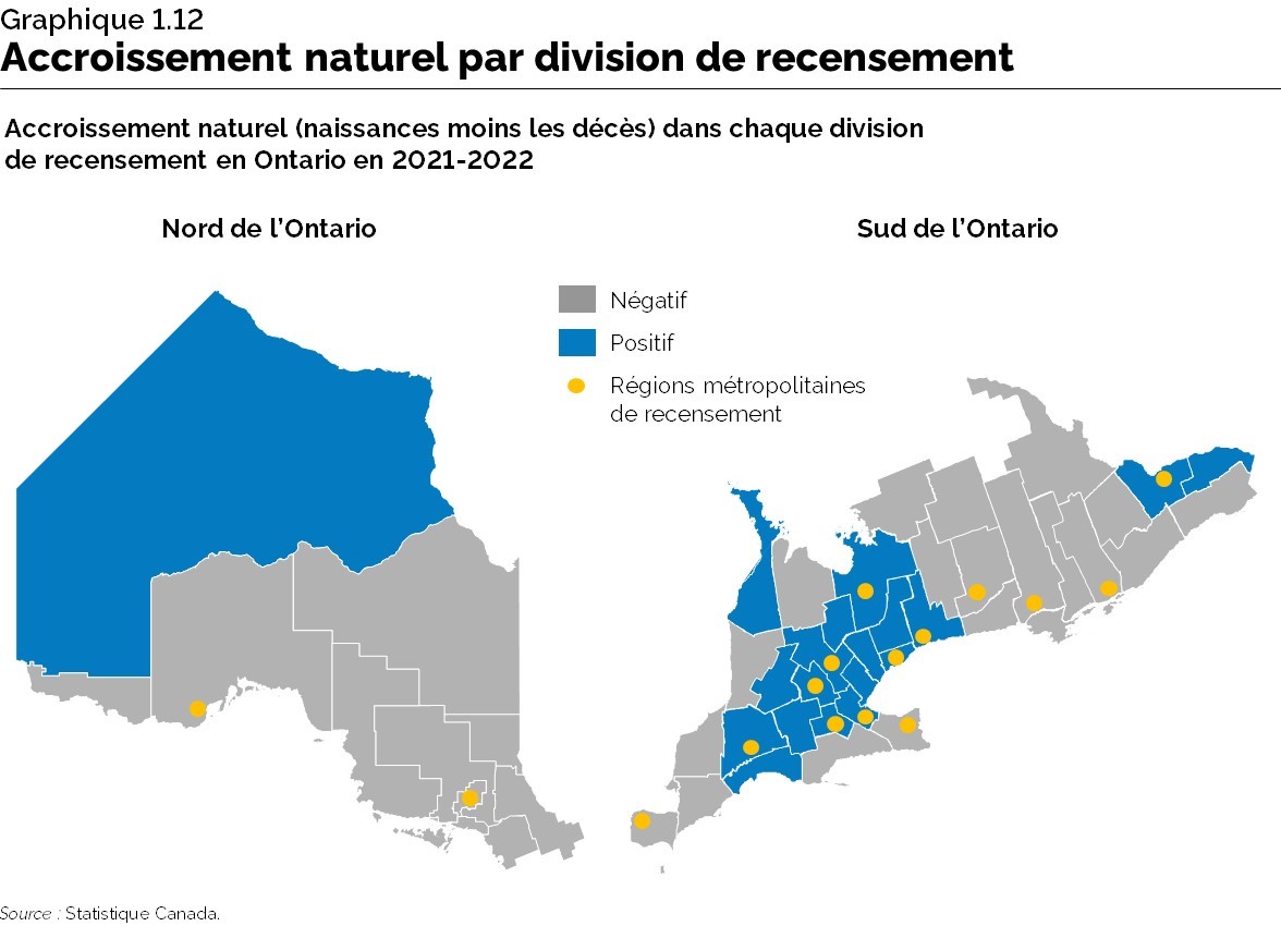 Graphique 1.12 : Accroissement naturel par division de recensement