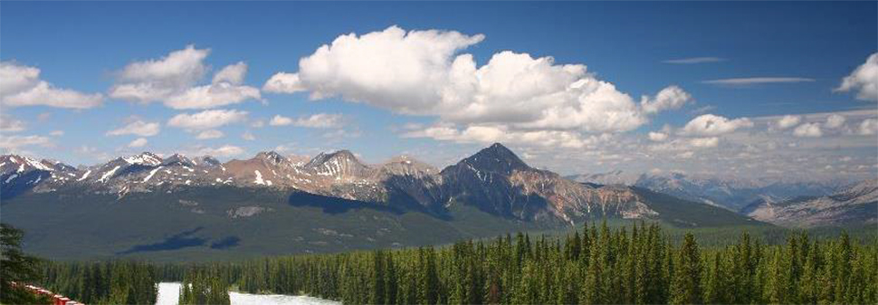 Landscape view of mountains.