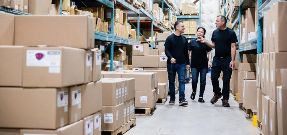 Workers in a warehouse.