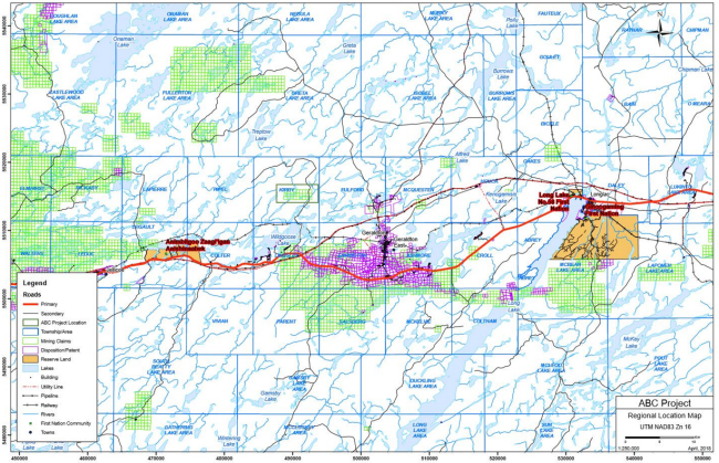 Regional map example B showing the location of a project.
