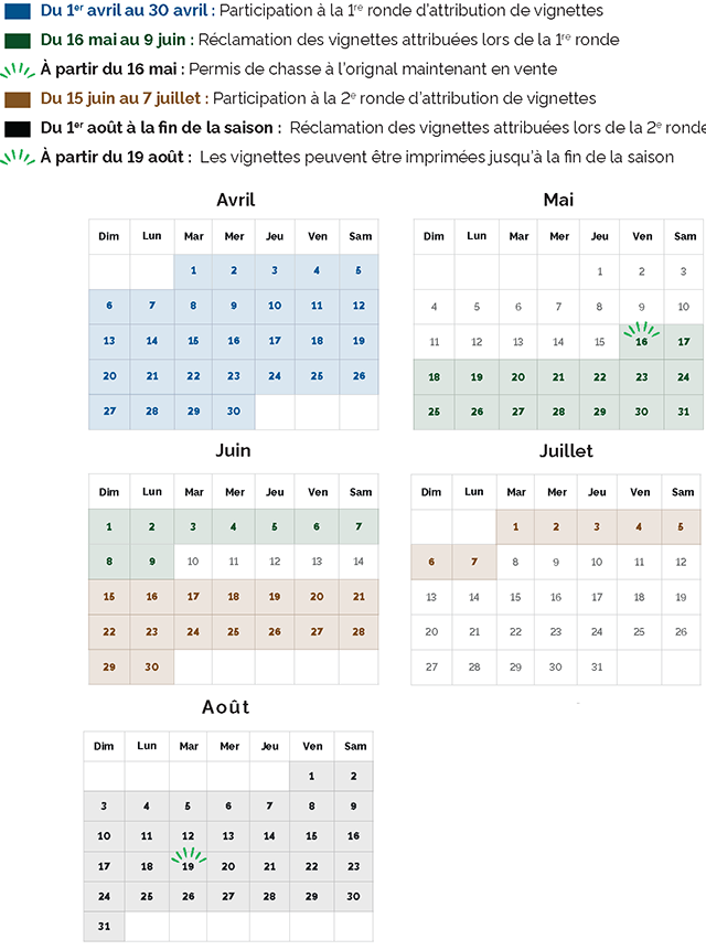 Calendrier de chasse à l'orignal 2025