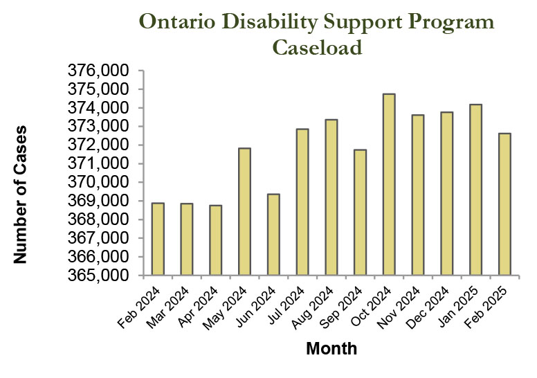 Bar graph of ODSP caseload statistics for November 2024
